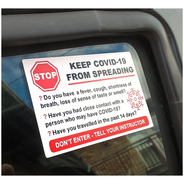 STOP COVID-19 INSTRUCTOR SAFETY SIGN
